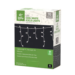 70-count LED White Icicle Lights