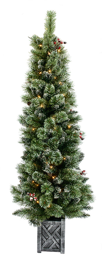 5' Pre-Lit Incandescent Glittering Frost Porch Tree