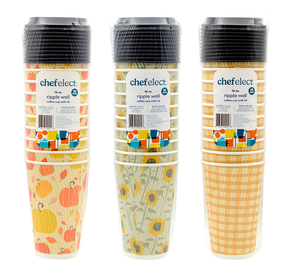 ChefElect 10-pack 16 oz Harvest Ripple Coffee Cups