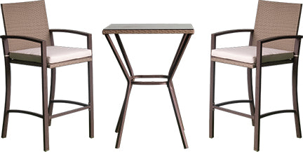 3-piece Steel Wicker Bar Set