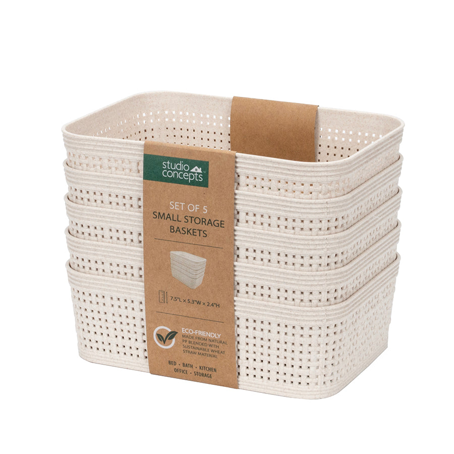 5-pack Small Eco-Friendly Wheat Straw Basket