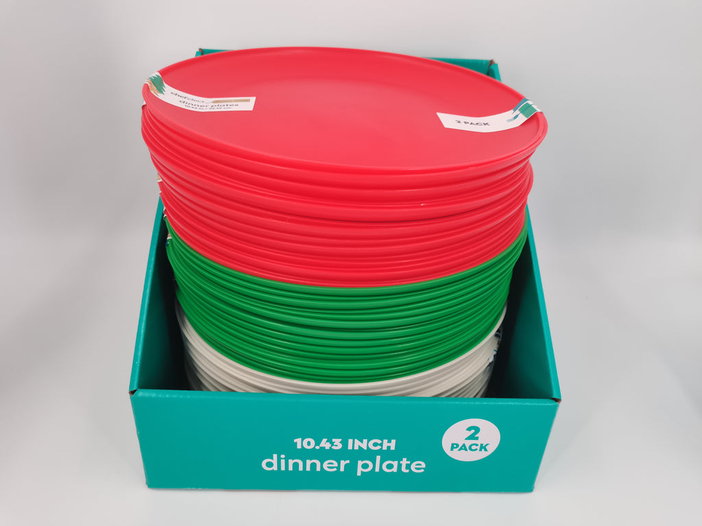 2-pack 10" Christmas Plastic Dinner Plates