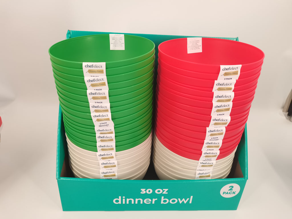 2-pack 6" Christmas Plastic Dinner Bowls