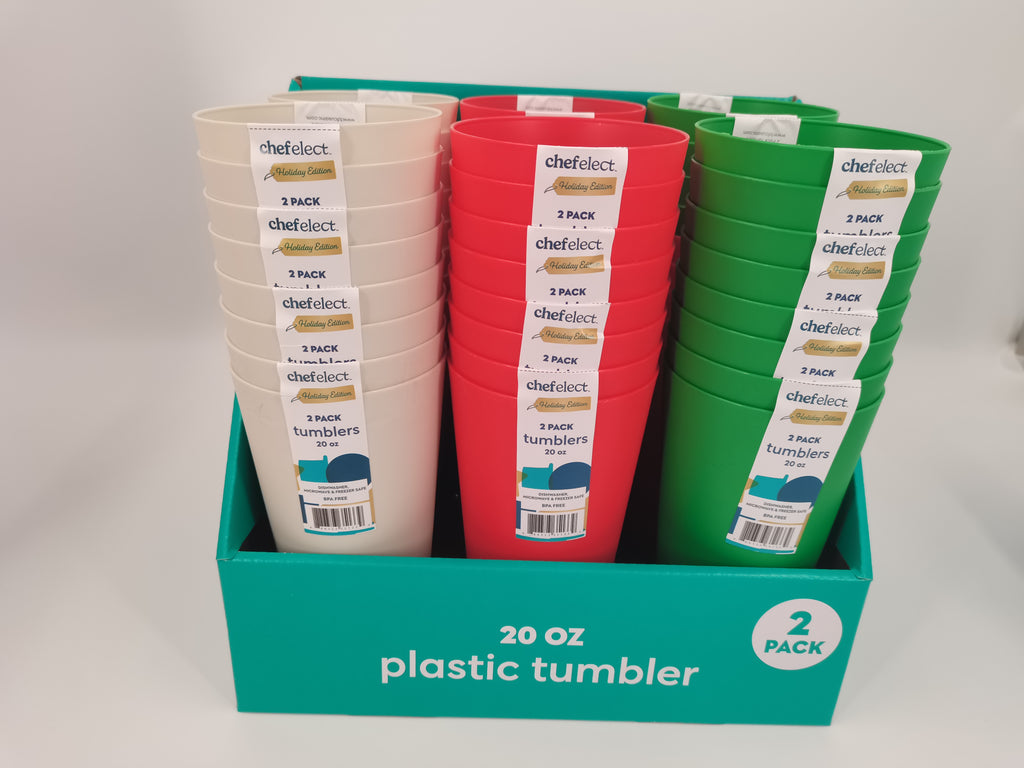 2-pack 20 oz Christmas Plastic Tumblers