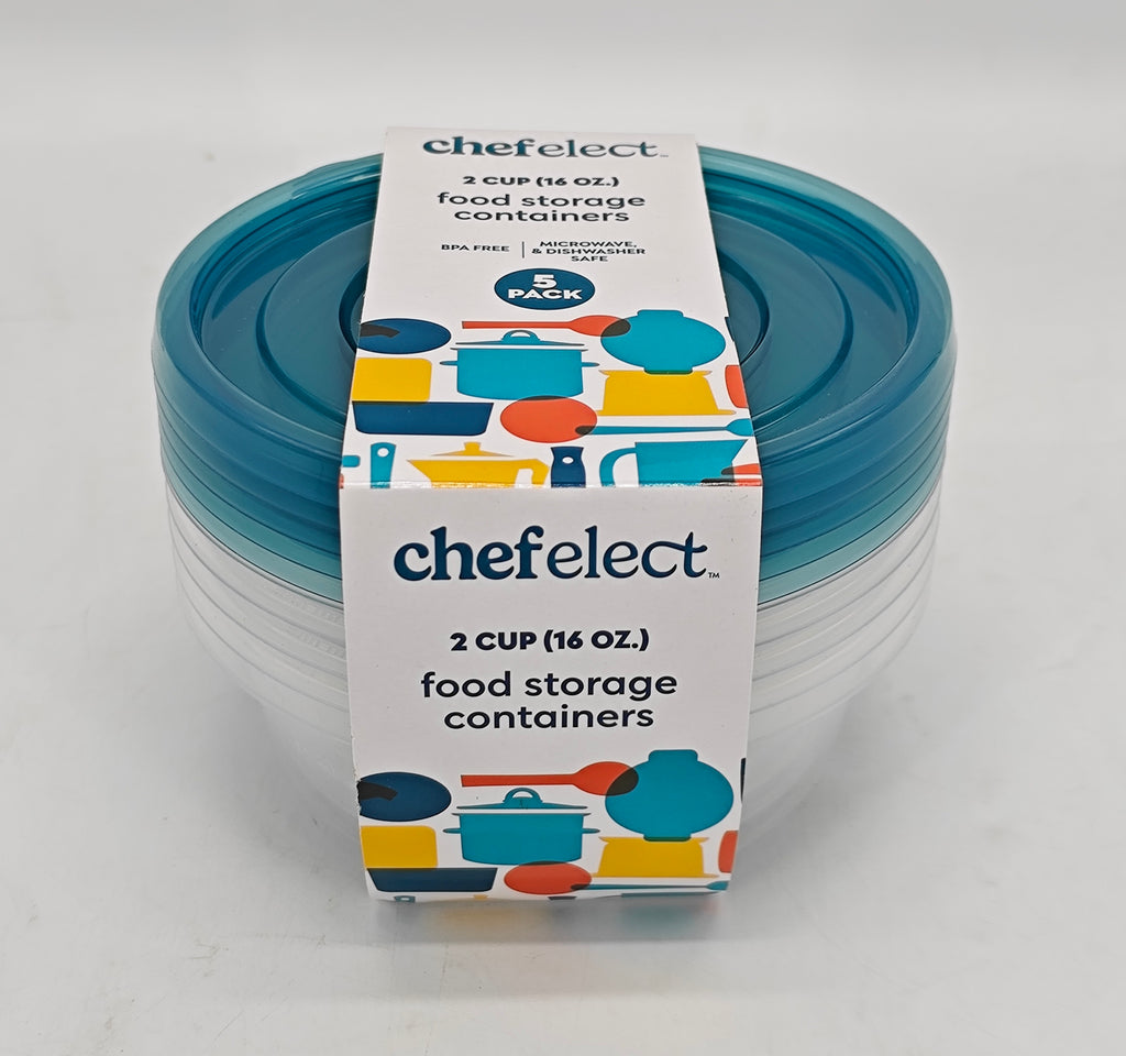 ChefElect 5-pack 2 cup Food Storage Containers