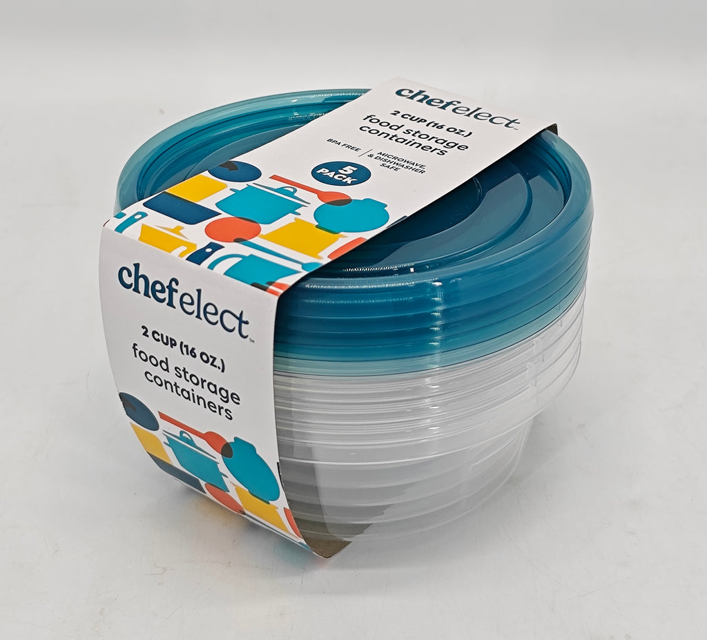 ChefElect 5-pack 2 cup Food Storage Containers