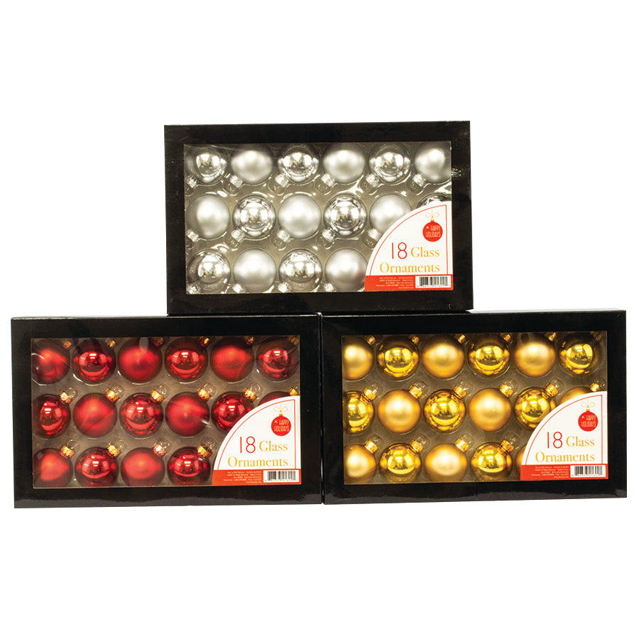 18-pack Glass Ornaments