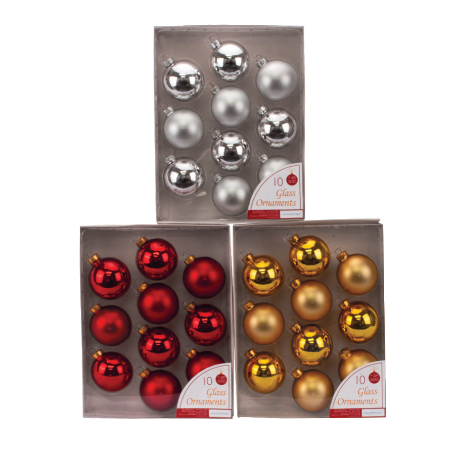 10-pack Glass Ornaments