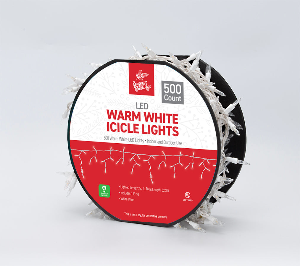 500-count LED Warm White Icicle Lights
