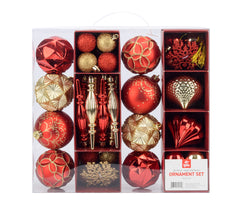 48-piece Red/Gold Plastic Ornament Set