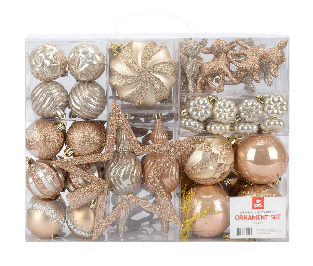108-piece Copper Plastic Ornament Set