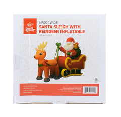 6' Santa Sleigh with Reindeer Inflatable