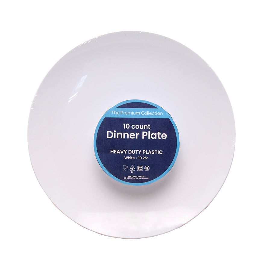 10-count 10.25" Dinner Plates - Heavy Duty Plastic [white]