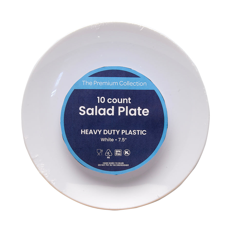 10-count 7.5" Salad Plates - Heavy Duty Plastic [white]