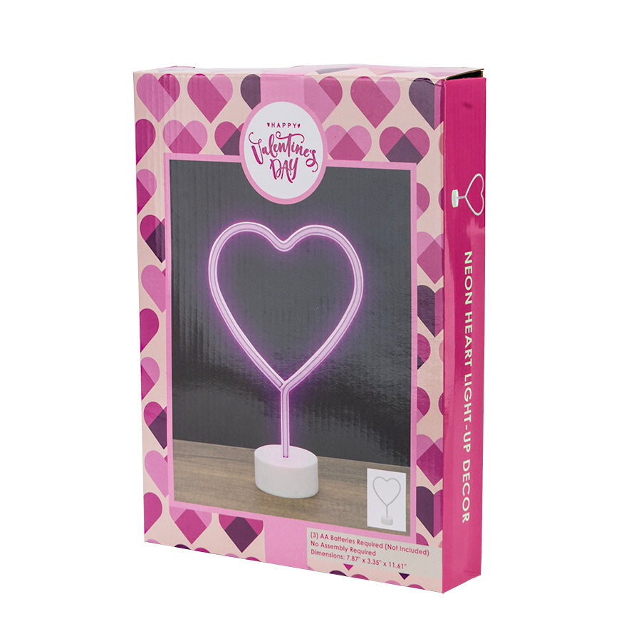 Valentine Neon Heart Light on Base