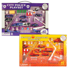 40 Piece Diecast Playsets (Police & Firemen; sold separately)
