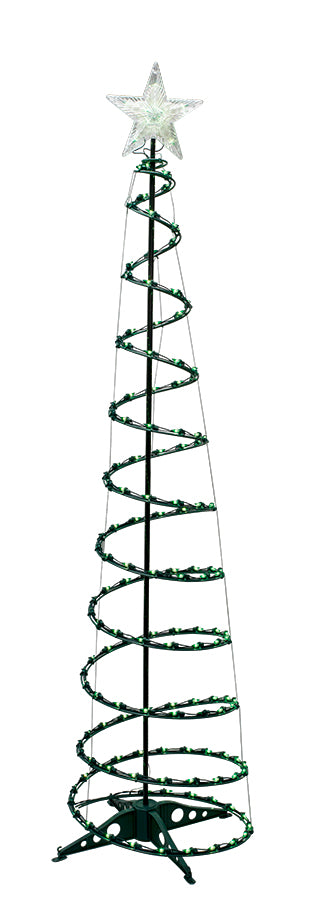 6' Green Lights Spiral Tree with Star