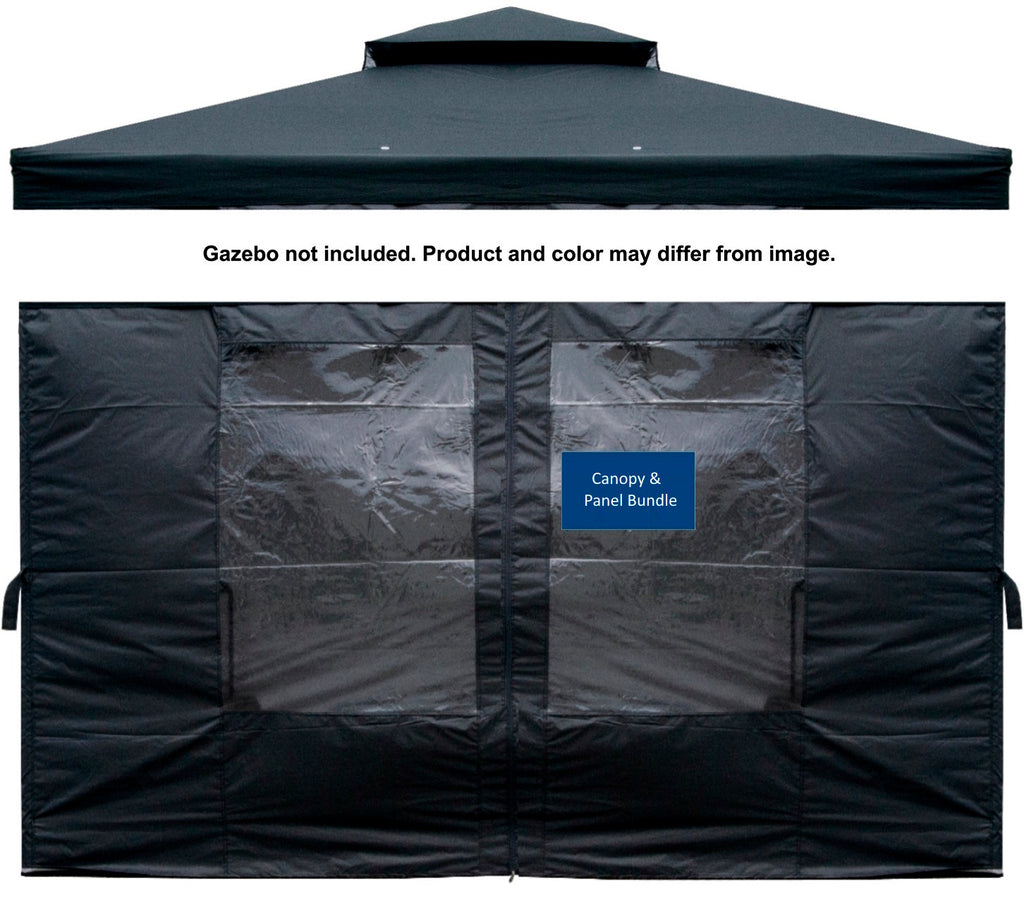 Premium Patio Gazebo Replacement Canopy and Insulated Panel Bundle (black) [Aldi]