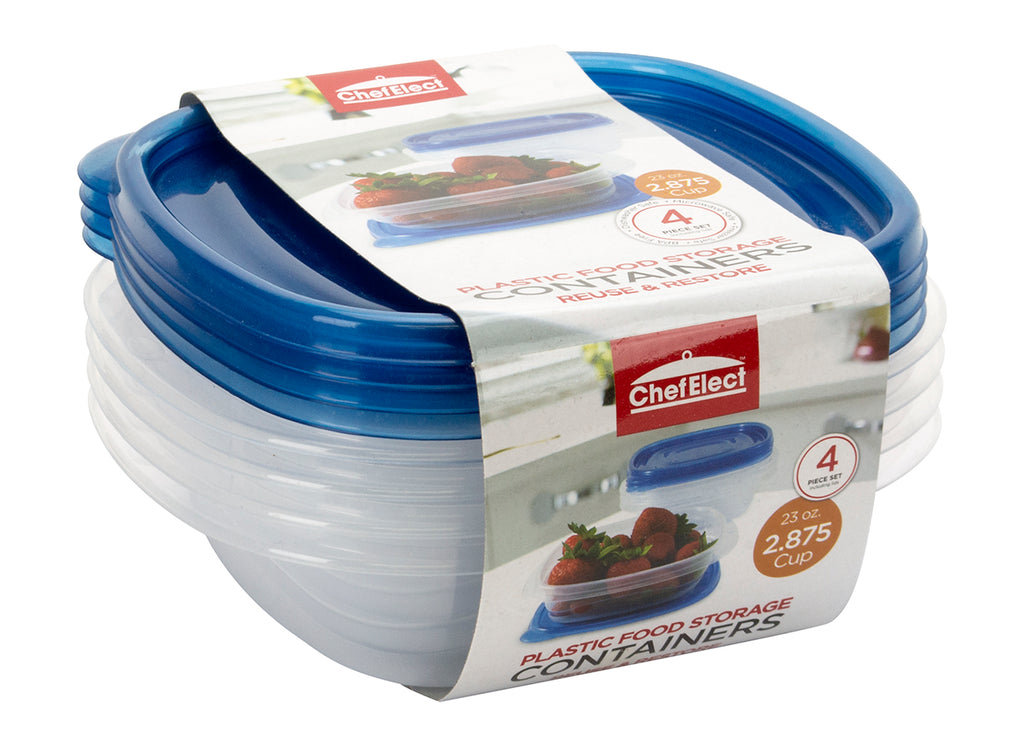 ChefElect 4 pack 23oz Square Food Container