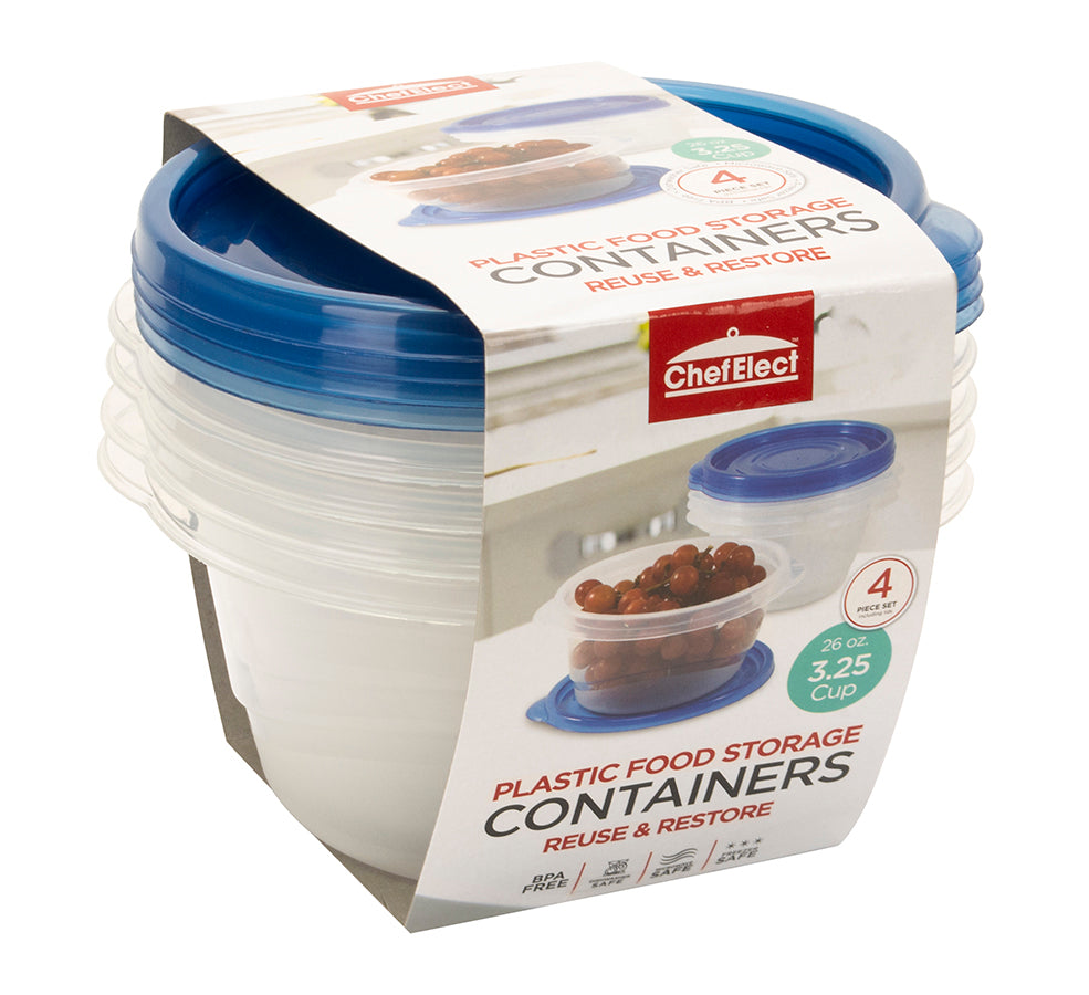 ChefElect 4 pack 26oz Round Food Container