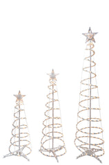 Clear-lights Spiral Trees with Stars (set of 3)